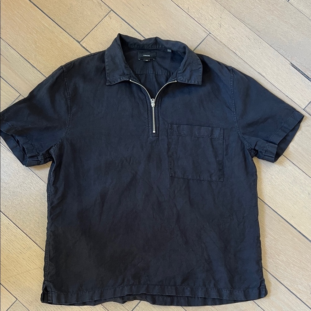 Vince Men's Black Half-Zip Shirt